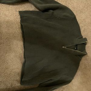Kendall and Kylie cropped army green sweater polo